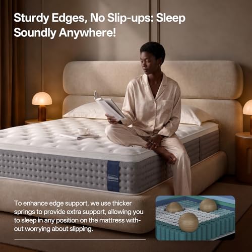 Image of Queen Mattress, 12 Inch Cooling Hybrid, Gel Memory Foam with Pocket Coils, Medium Firm, Motion Isolation, Pressure Relief, CertiPUR-US Mattress