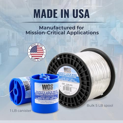 Schlossdraht, T302/304 Edelstahl, NASM20995, MS20995C, ASTM A580 Cond A, AMS5697, 1,29 mm, 0,45 kg Spenderdose, ca. 43 m