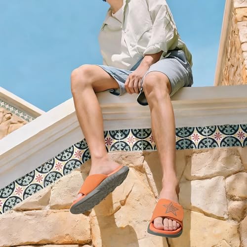 Image of KuaiLu Mens Atheletic Slides Wide Adjustable Arch Support Sport Sandals | Soft Cushioned Open Toe Summer Slippers for Plantar Fasciitis Slip On House Shoes Indoor Outdoor