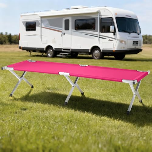 Image of Portable Folding Camping Cot,Lightweight Camping Cots for Adults,Folding Tent Camp Cot Bed,Indoor Outdoor Travel Sleeping Cots,with Carrying Bag,for Patio Hiking Picnic Beach Fishing (Army Pink)