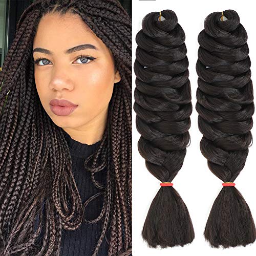 Synthetic Braiding Hair Extensions 165G/pack 84inch Twist Braiding Hair High Temperature Hair Extensions 2Pack(#Light Black）