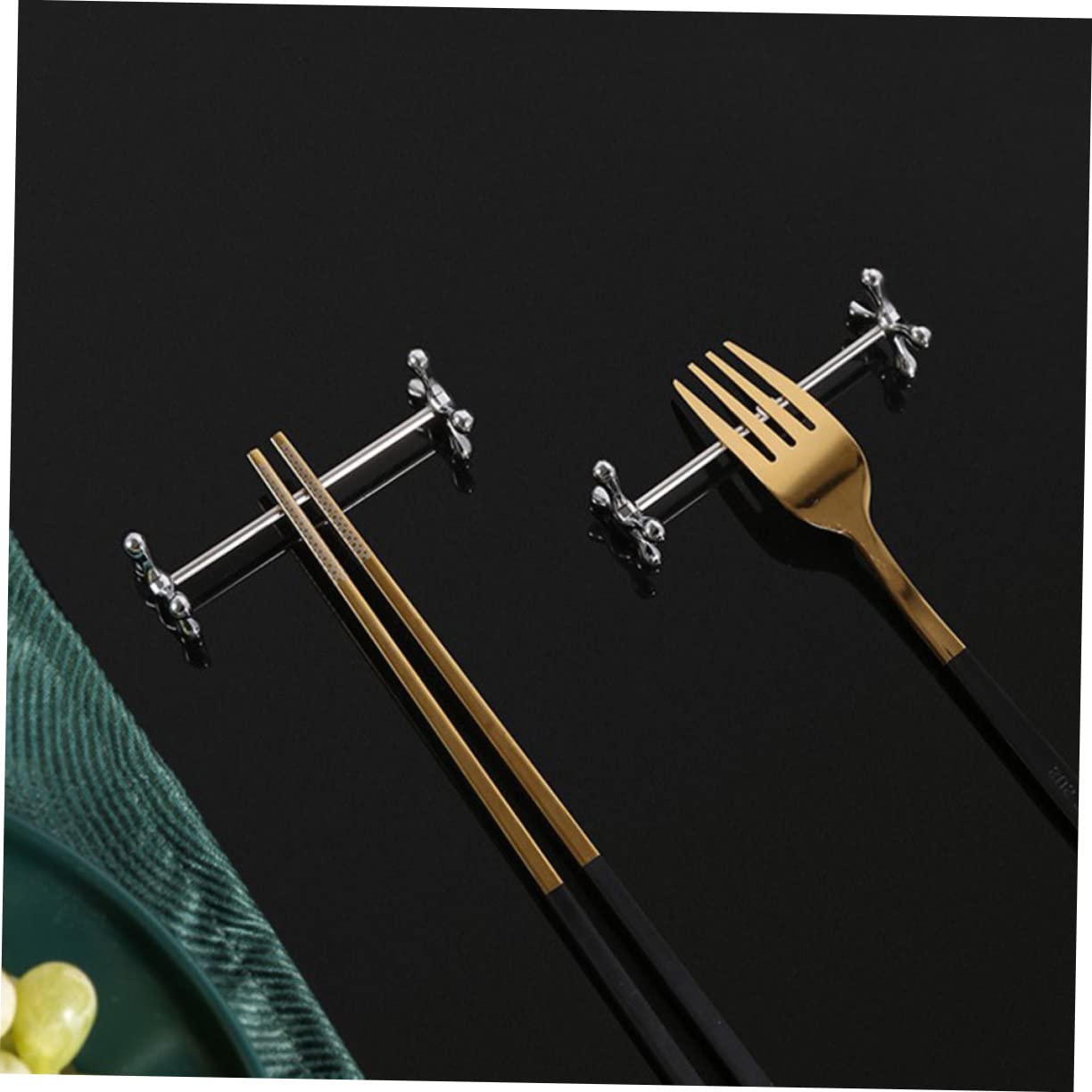 Juego de 6 soportes de metal para palillos, elegante para mesa de comedor, soporte para utensilios de cocina para cucharas y tenedores, accesorio de cocina fácil de limpiar