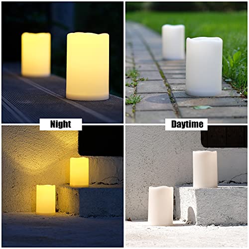Image of NONNO&ZGF 4X6'' Outdoor IP44 Warm White LED Rainproof Waterproof Candles, Flameless Battery LED Pillar Candle with Remote and Timer, Resin, No Melt, 2 Pack