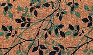 Coco&Coir Natural Coir | Non-Slip | Thick Coir | Premium Quality | Rubber Backed | Eco-Friendly | Indoor | Outdoor | Heavy Duty | Leaves Theme | Entrance Door Mat | 45 x 75 cm (Shadow Leaves)