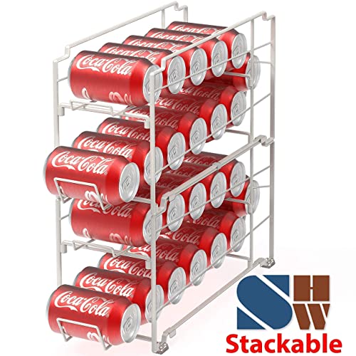 Simple Houseware Stackable Can Rack Organizer + Soda Can Dispenser Organizer, White #TOP4