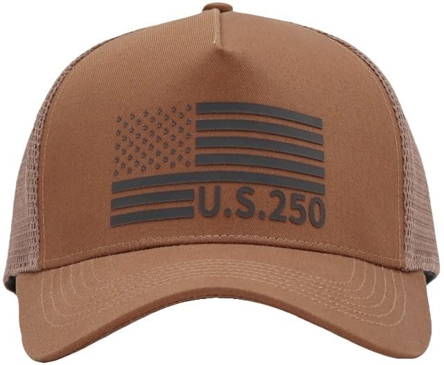 Image of USA Flag Snapback Hat Fits One Size&XXL /3XL - Mens Mesh Trucker Ball Hats - US 250th Anniversary Veterans Memorial Day Gifts