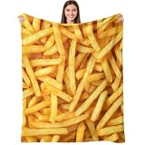 Lifeella Realistic French Fries Throw Blanket, Super Soft Warm Flannel Fleece Nap Food Blankets for Couch Dorm Sofa Room, Funny Gag Gifts for Teenage Boys and Girls, 50×60 inch