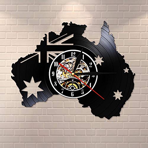 Flagge von Australien Schallplatte Wanduhr Patriotische Wandkunst Australien Landkarte Vintage Uhr Uhr Australien Reise Souvenir