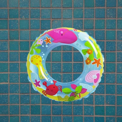 Image of Fish Print Inflatable Swimming Ring for Toddlers | Cute Anti-Flip Water Safety Baby Floater |Swim Float for Kids | Durable Multicolour PVC Tube for Pool, Beach & Summer Fun- Pack of 1