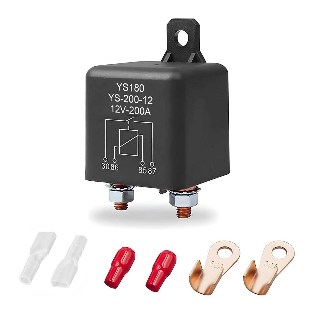 CGEAMDY 12V 200A Universal Split Charge Relay Kit, Automatic, Black, Normally Open, Quick Connect, Relay
