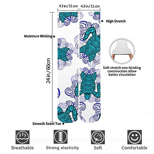 Women Girls Compression Knee High Socks Cute Pattern Long Boot Socks Calf Crew Socks3