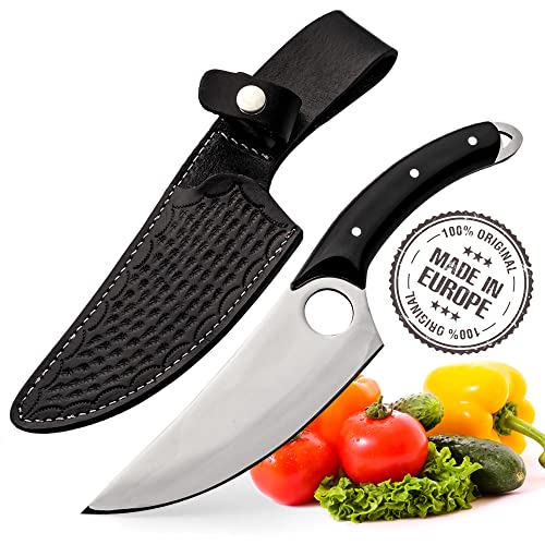 Crystalia Chefs Knife, Handmade Butcher Cleaver Knife For Meat Cutting, Hand Forged Boning Knife With Sheath, Caveman Style Viking Knives For Kitchen, Bbq, Camping, Or Outdoor, 11 Inches #TOP21