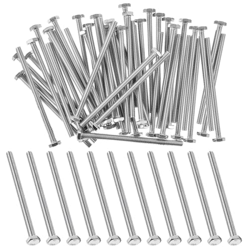 Image of Zonon 50 Pcs 1 /2-13 x 5 Hex Head Screw Bolt 18-8 (304) Stainless Steel Hexagon Bolts, Fully Threaded, Plain Finish, External Hex Drive (Silver)