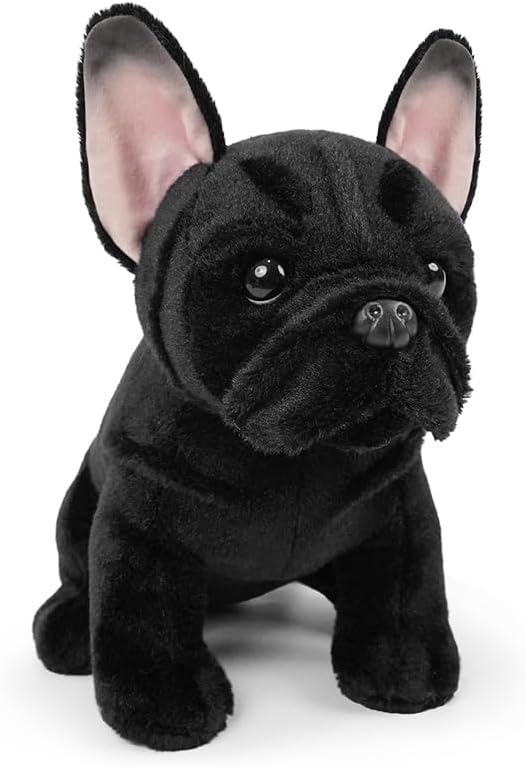 Bulldog Stuffed Animals Realistic Dog,9" Dog Stuffed Animals Soft Cuddly Black Bulld og Stuffed D og Plush,Puppy Plush Toys for Kids Girls Boys Huggable & Washable
