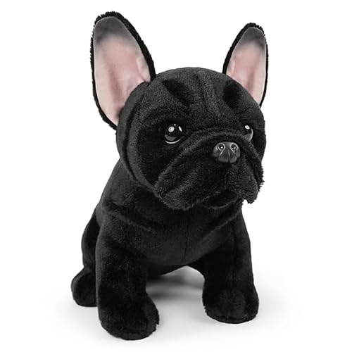 JUSTQUNSEEN Bulldog Stuffed Animals Realistic Dog,9" Dog Stuffed Animals Soft Cuddly Black Bulld og Stuffed D og Plush,Puppy Plush Toys for Kids Girls Boys Huggable & Washable