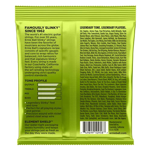 Ernie Ball Regular Slinky Cordes filées en nickel pour guitare électrique à 8 cordes, calibre 10-74 - Les Beatles, Paul McCartney, John Lennon, RIngo Starr, George Harrison Ernie Ball Regular Slinky Cordes filées en nickel pour guitare électrique à 8 cordes, calibre 10-74 – Image 3