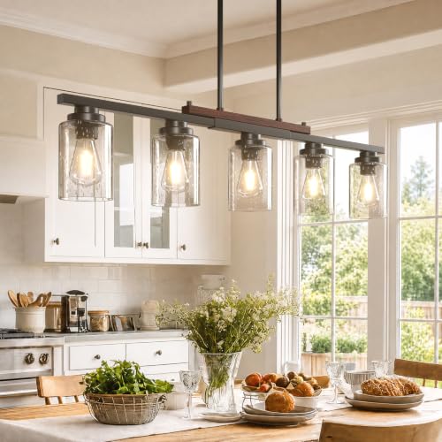 Amico 5-Light Seeded Glass Linear Chandelier