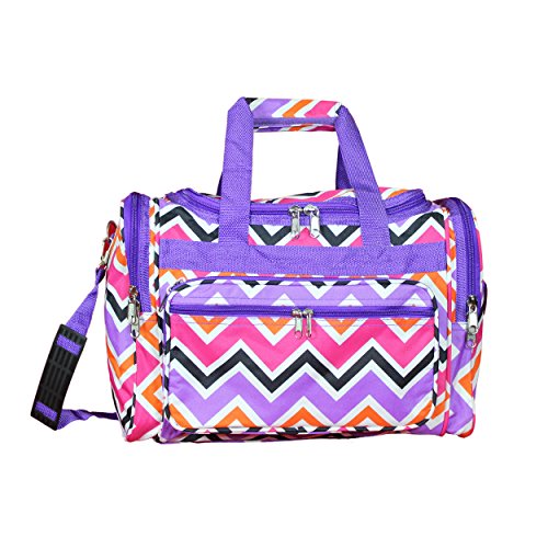 Image of World Traveler Chevron Duffel Bag, Purple Trim Che, One Size