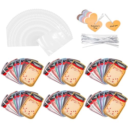 Tsophreniq Paquete de 48 Bolsas Decorativas para Fiesta del día de Valentín, Regalos, Dulces, pequeñas Bolsas de joyería, Ambiente Festivo con Varios diseños, Accesorios para día de Valentín