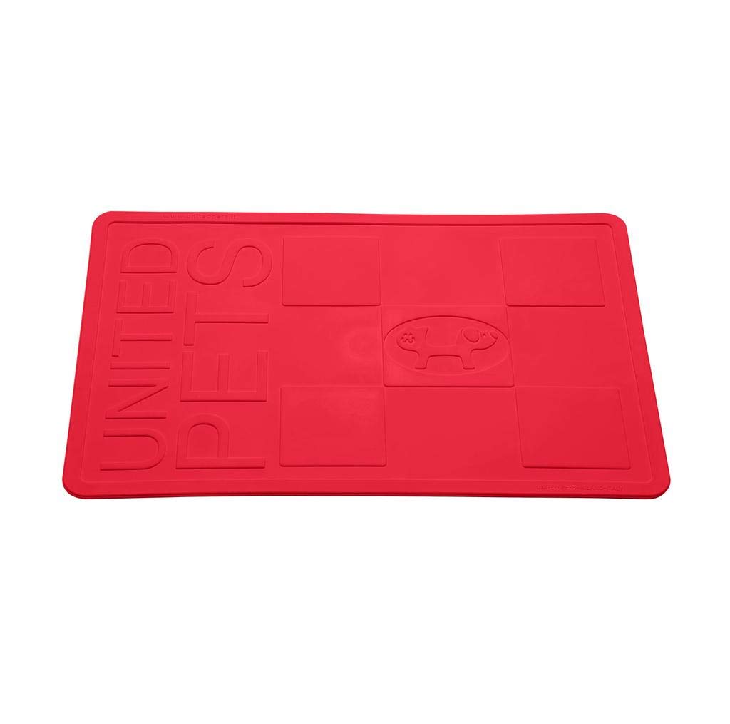 United Pets Mustafà Design Dog and Cat Bowl Mat, Made in Italy, Non-Slip, Medium, Red