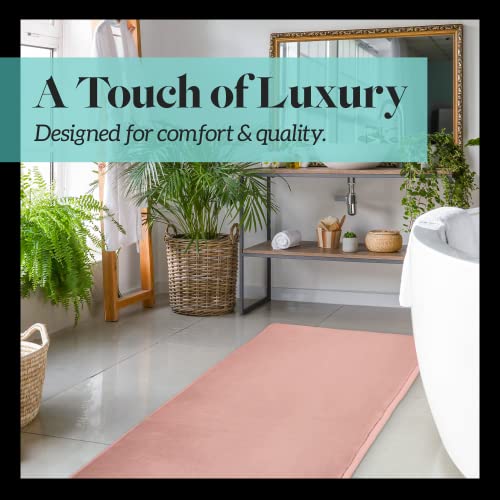 Genteele Memory Foam Bath Mat Non Slip Absorbent Super Cozy Velvet Bathroom Rug Carpet (60 inches X 24 inches, Peach)