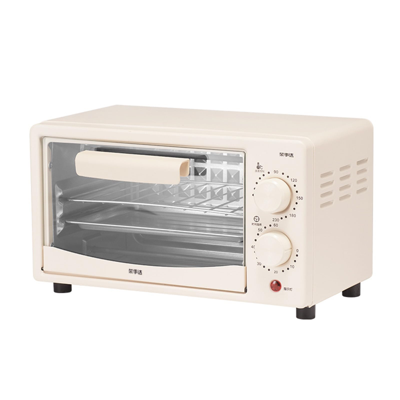 Mały Piekarnik Tosterowy 12l, Elektryczny Piekarnik Tosterowy Do Blatu, Regulacja Temperatury I Regulowany 60-Minutowy Timer, Blacha do Pieczenia I Ruszt,Beige