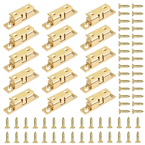 Bubuyun 15 Pièces Double Loqueteau à Billes, Loqueteau à Billes Laiton Loqueteau à Double Bille pour Placard Meubles Porte Armoire Loquet Cover