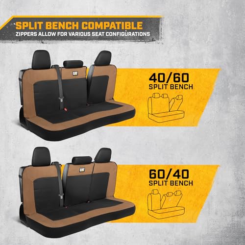 Image of CAT MeshFlex Beige Rear Seat Cover for Cars, SUVs & Mid-Size Pickup Trucks - Durable 60 /40 Split Rear Bench Seat Protector, Back Seat Cover, Interior Auto Accessory, Not for Full-Size Pickup Trucks