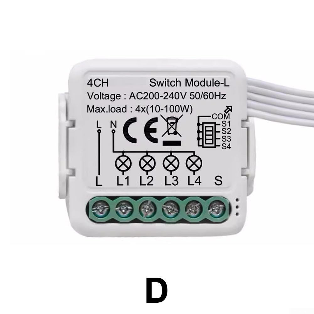 Módulo de relé de interruptor inteligente WiFi, interruptores de luz inteligentes, electrodomésticos, interruptores de luz de bricolaje con control de voz para aplicación (D)