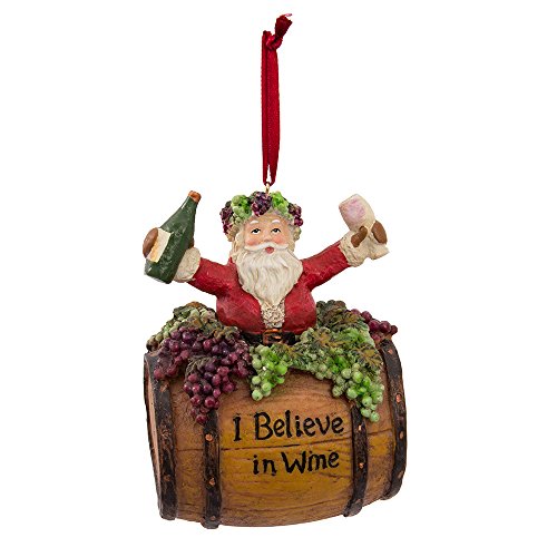 Kurt Adler Enfeite de Papai Noel em barril de vinho de poliresina, 10