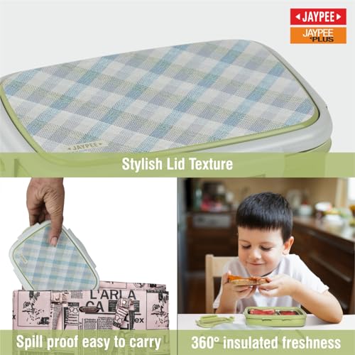 Image of JAYPEE Ecosteel Jr. Stainless Steel Insulated Lunch Box for School Kids 425 ml Airtight Leakproof Tiffin Box for Girls & Boys Food Grade Mini Box, New Green