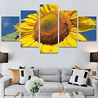 SIGNWIN 5 Panel Canvas Wall Art Modern Art Bohemian Bouquet Colorful Cool Floral Group Multicolor Photography Realism for Home Decorations Ready to Hang - 60