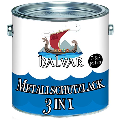Halvar Metallschutzlack 3in1 skandinavische Metallschutzfarbe 3-in-1 Rostschutz Grundierung & Deckanstrich IN EINEM Metalllack auf Eisen Stahl Aluminium Metall Zink (5 L, Steingrau (RAL 7030))