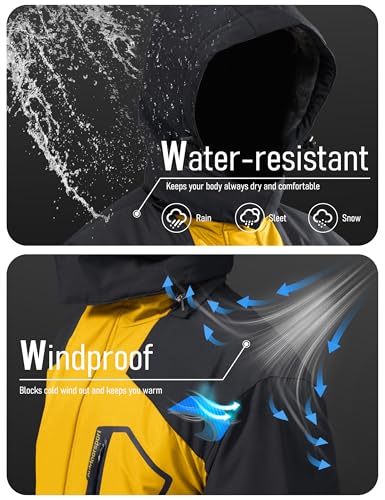 Image of MAGCOMSEN Men's Winter Coats Waterproof Ski Snow Jacket Warm Fleece Jacket Parka Raincoats With Multi-Pockets| Standard Length