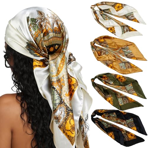 AKTVSHOW Head Scarf for Women Like Silk Square Hair Scarves, Scarf Bandanas for Women 35 Inches
