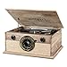 Victrola 4-in-1 Cambridge Farmhouse Modern Bluetooth Turntable with FM Radio, Farmhouse Oatmeal