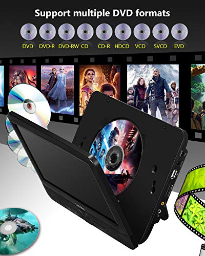 UEME 9.5 Dual Screen Portable DVD Player, Car DVD Player, 800x1024 HD LCD Screen, USB/SD/MMC Card Readers, Built-in 5 Hours Rechargeable Battery, Stereo Sound, Regions Free, AV Out & in