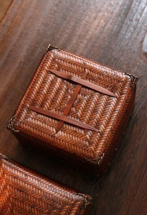 Amazon.co.jp: 茶道具収納ボックス 正方形 民芸職人手作り 竹編煎茶籠