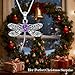 QKABTI Vintage Dragonfly Necklace for Women 925 Sterling Silver, Oval February Birthstone Dragonfly Pendant Boho Jewelry Birthday Gift for Her, Mom, Grandma