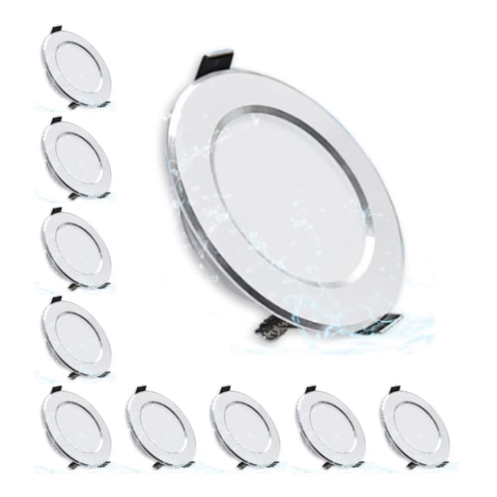 TTPP Dimmable LED étanche LED Down Lights 5w 7w 9w 12w 15w 18w Downlight Downlight Lights Lampe De Plafond pour Ampoule De Salle De Bain (10 Pcs)-7WIP65230V-Coldwhite