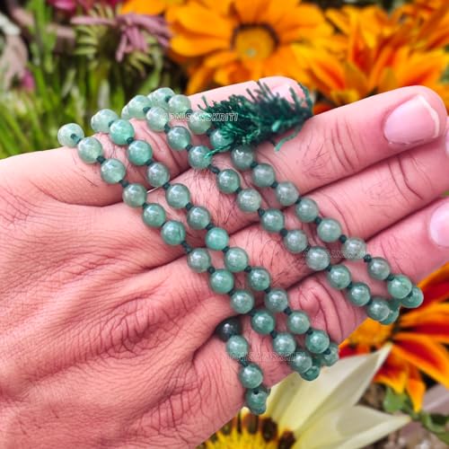 Image of Apnisanskriti Premium Green Aventurine Stone Mala for Men and Women (6mm, AAA Quality, Lab Certified, 108+1) - Natural Stone Beads Mala - Pack of 1
