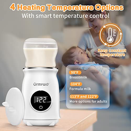 Portable Bottle Warmer, Urmywo Fast Baby Bottle Warmer For Breastmilk Or Formula, 9000Mah Wireless Travel Bottle Warmer, 4 Heating Options & Smart Temperature Control, Led Display Touch Control #TOP2