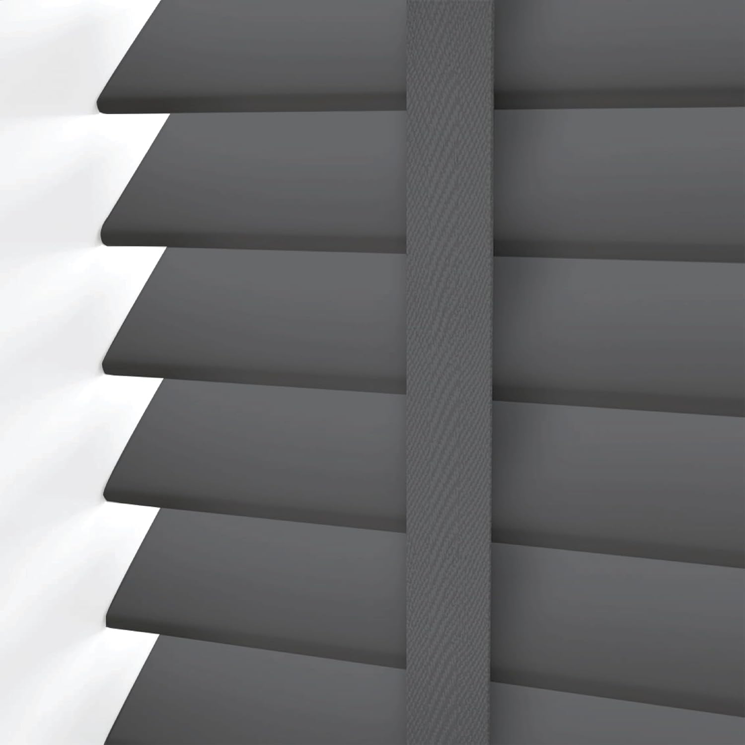 EV DEKOR Made To Measure Faux Wood Venetian Blinds – 50mm horizontal slats with tape Easy Fit Child Safe Window Blinds for Home Office (Charcoal, W174cm x L150cm)