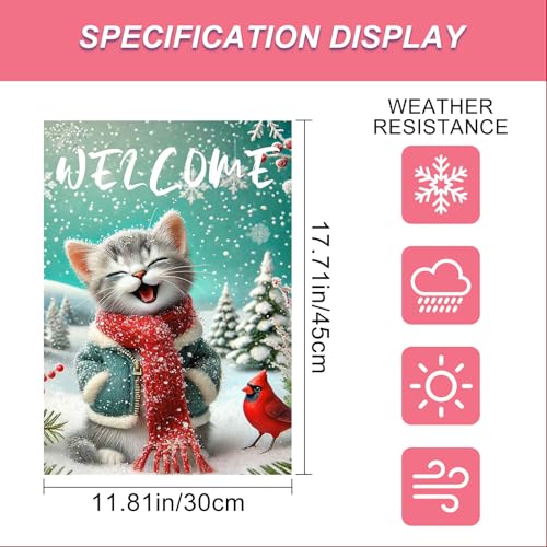 Image of BlissYard Cat Snowflake Winter Garden Flag 12x18 Inch Polyester