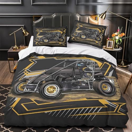 Parure de lit course 3D 140x200cm avec housse de couette en microfibre douce - 2
