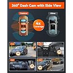 Vantrue N5 4 Channel WiFi 360° All Sides Dash Cam, STARVIS 2, IR Night Vision, 2.7K+1080P*3 Front Rear Inside Dashcam, Voice Control, GPS, 24 Hours Buffered Parking Mode Dash Camera, Support 512GB Max - Image 4