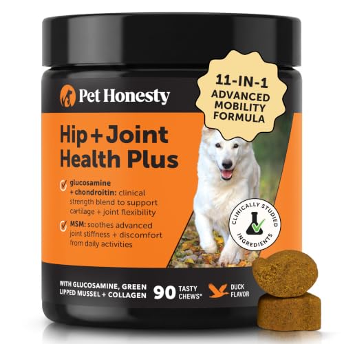 Image of 11-in-1 Advanced Hip + Joint Supplement for Dogs - Mobility Support with Glucosamine Chondroitin, Turmeric, & Green Lipped Mussel, MSM - Soothes Joint Stiffness & May Reduce Discomfort (Duck, 90 Ct)