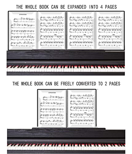 Feiqian Sheet Music Folders Music Binder 4 Pages Expand Spiral-Bound ，Fits 8.5 ''X11'' Paper Writable Page 10 Sleeves 40 Pockets (Letter Size), Black #TOP2