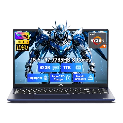Image of NIMO 15.6 inch AI-Productivity Light Gaming Laptop, AMD Ryzen 7 7735HS 8C /16T, 32GB DDR5 1TB PCIe 4.0 SSD, Radeon 680M for AI Work, Creative Projects, Streaming & Study, FHD 100W USB-C PD, 2-Yr Warranty