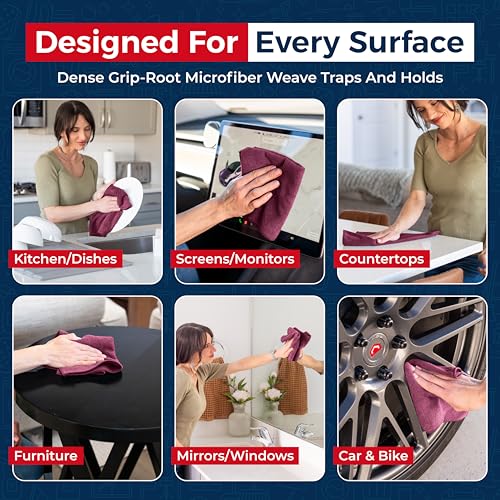 Image of USANOOKS Premium 300GSM Microfiber Cleaning Cloth - 12.5 inchx12.5 inch High Performance - 1200 Washes, Ultra Absorbent Microfiber Towels for Cars Undercarriage, Rims & Engine Bay Cleaning - Microfiber Cloth